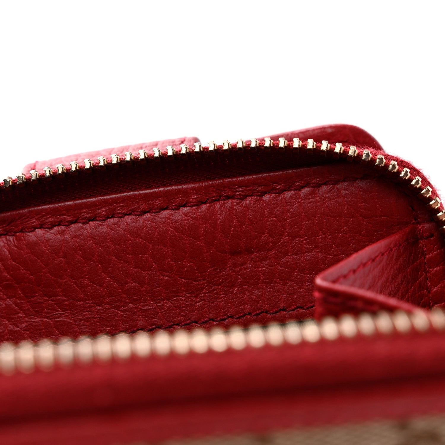 Gucci Monogram Dollar Calfskin Zip Around French Flap Wallet Beige Ebony Rosso 8 of 9