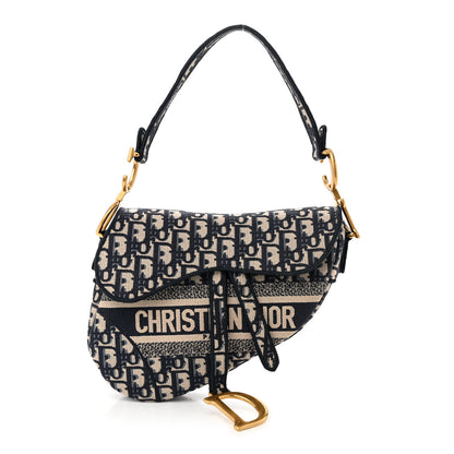 Christian Dior Oblique Embroidered Saddle Bag Blue 1 of 12