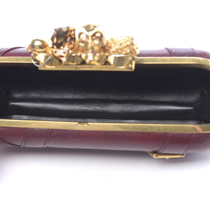 Alexander McQueen Nappa Buckle Skull Knuckle Box Clutch Burgundy 5 of 9