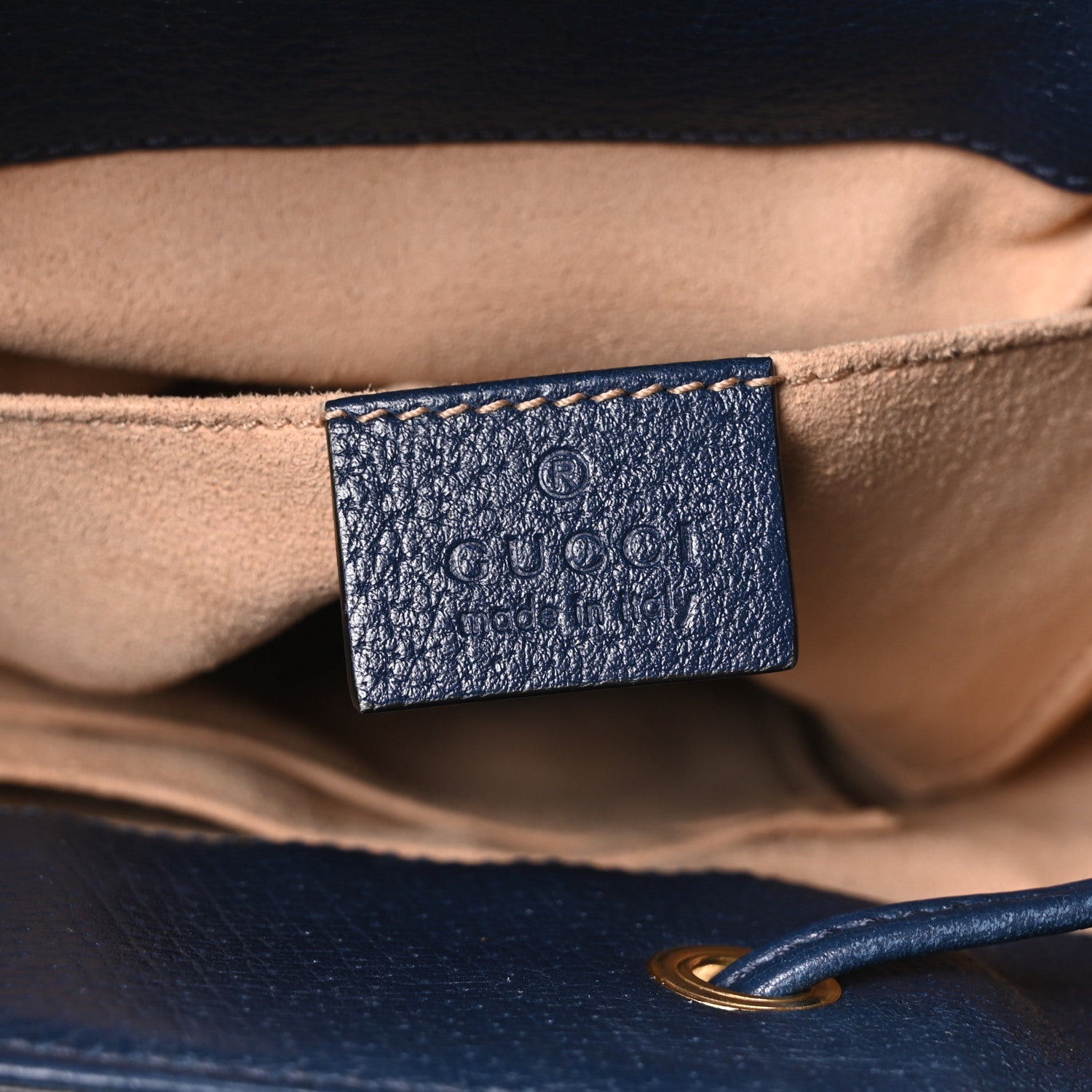 Gucci Soft Textured Calfskin Web Small Ophidia Bucket Bag Blue