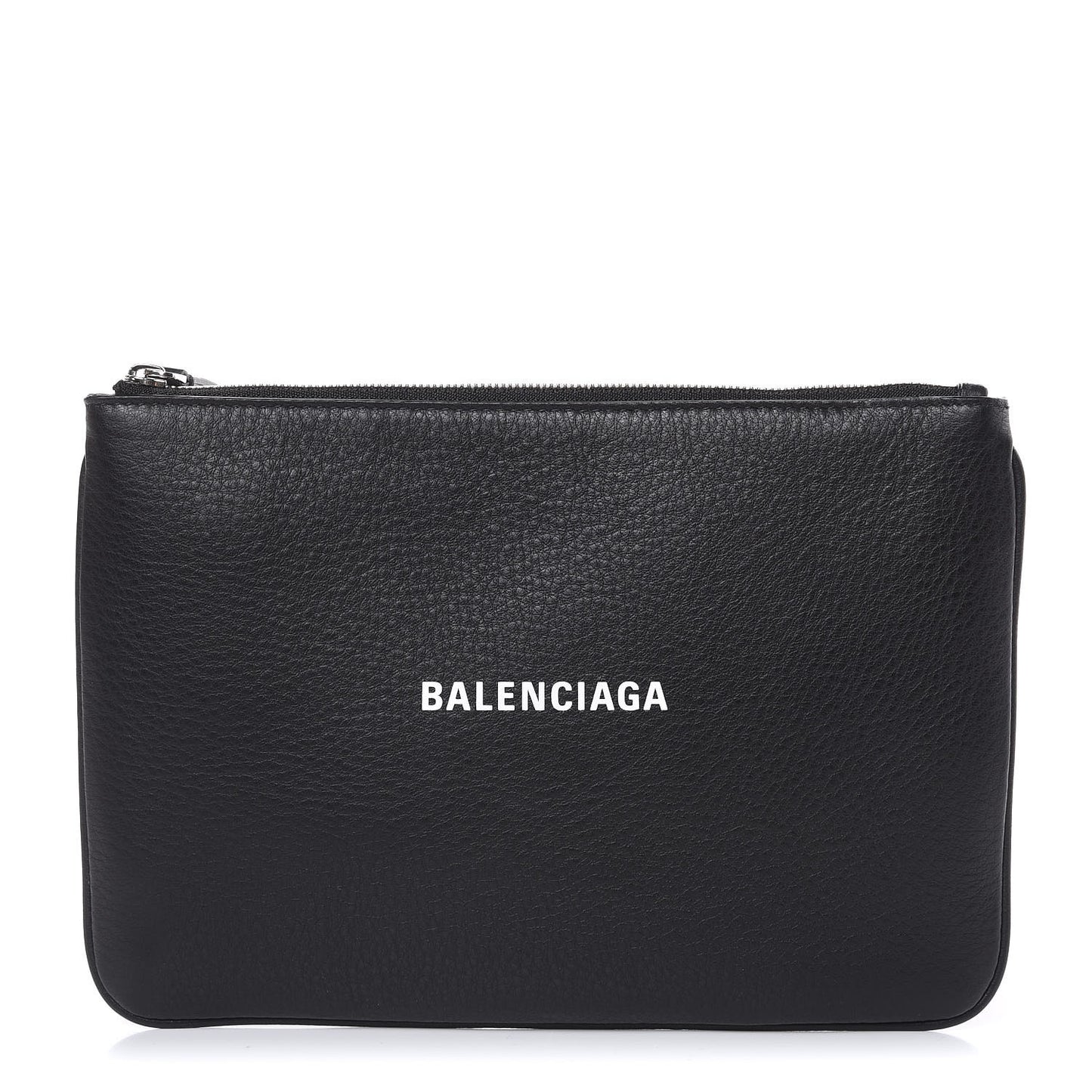 Calfskin Large Everyday Zip Pouch Black