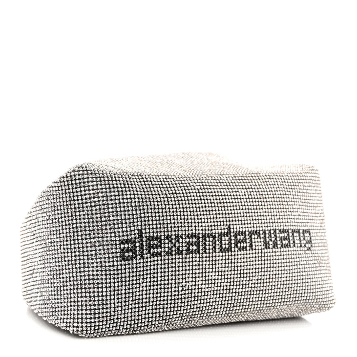 Mesh Crystal Rhinestone Mini Scrunchie Clutch Black Silver