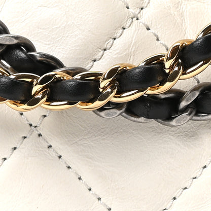 Chanel Aged Calfskin Quilted Small Gabrielle Hobo Black White 8 of 10