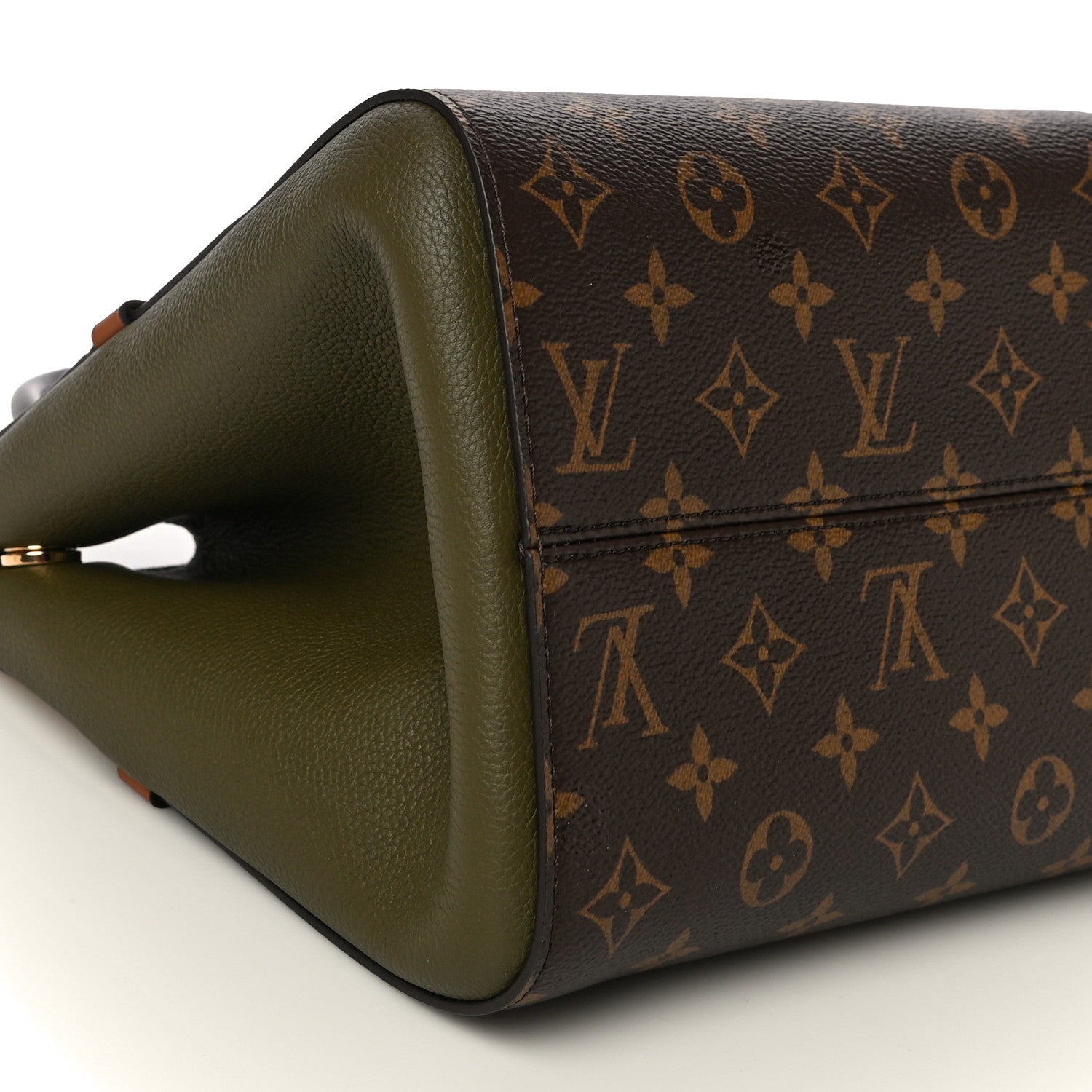 Louis Vuitton Calfskin Monogram Fold Tote PM Cream Khaki Black 7 of 9