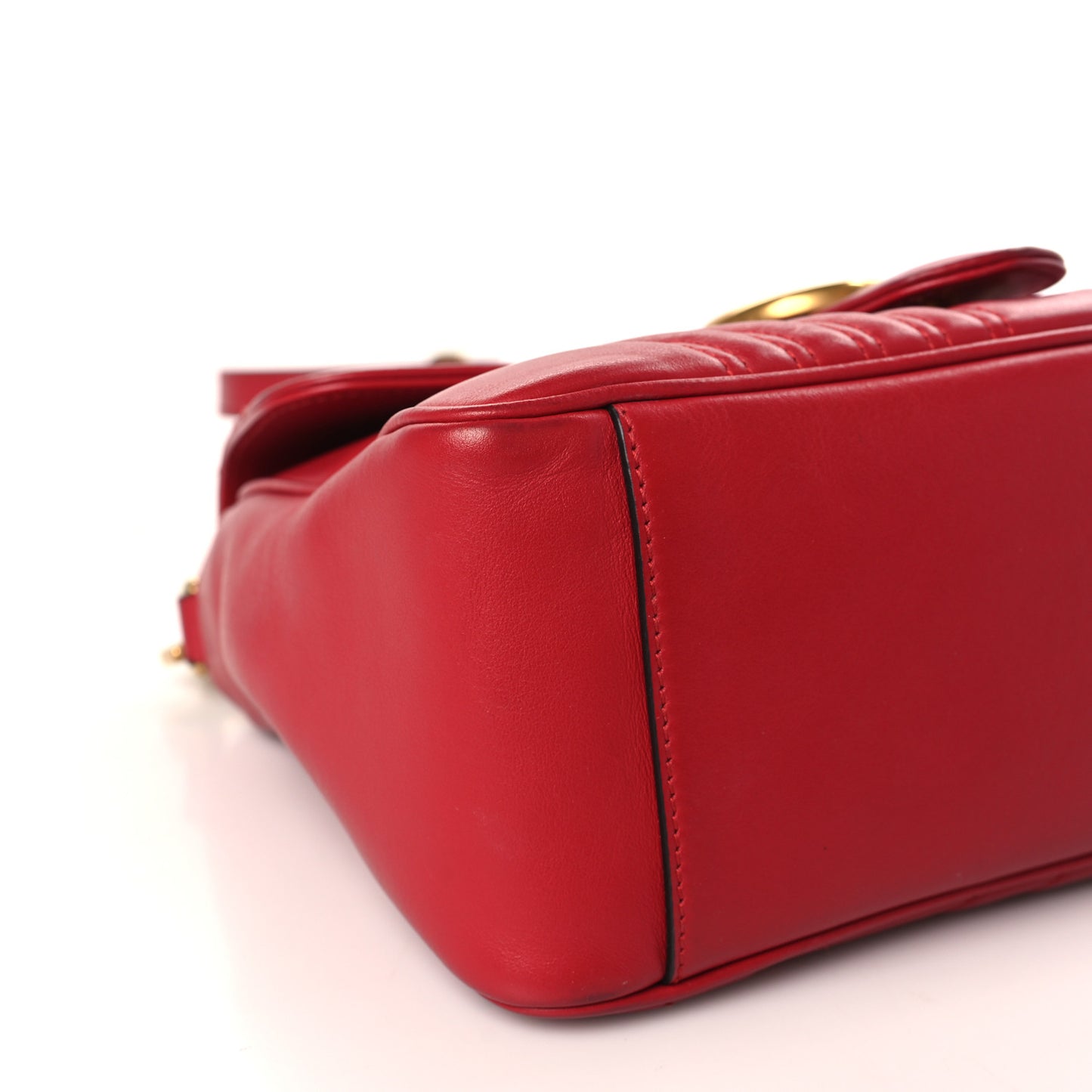 Calfskin Matelasse Small GG Marmont Top Handle Shoulder Bag Hibiscus Red