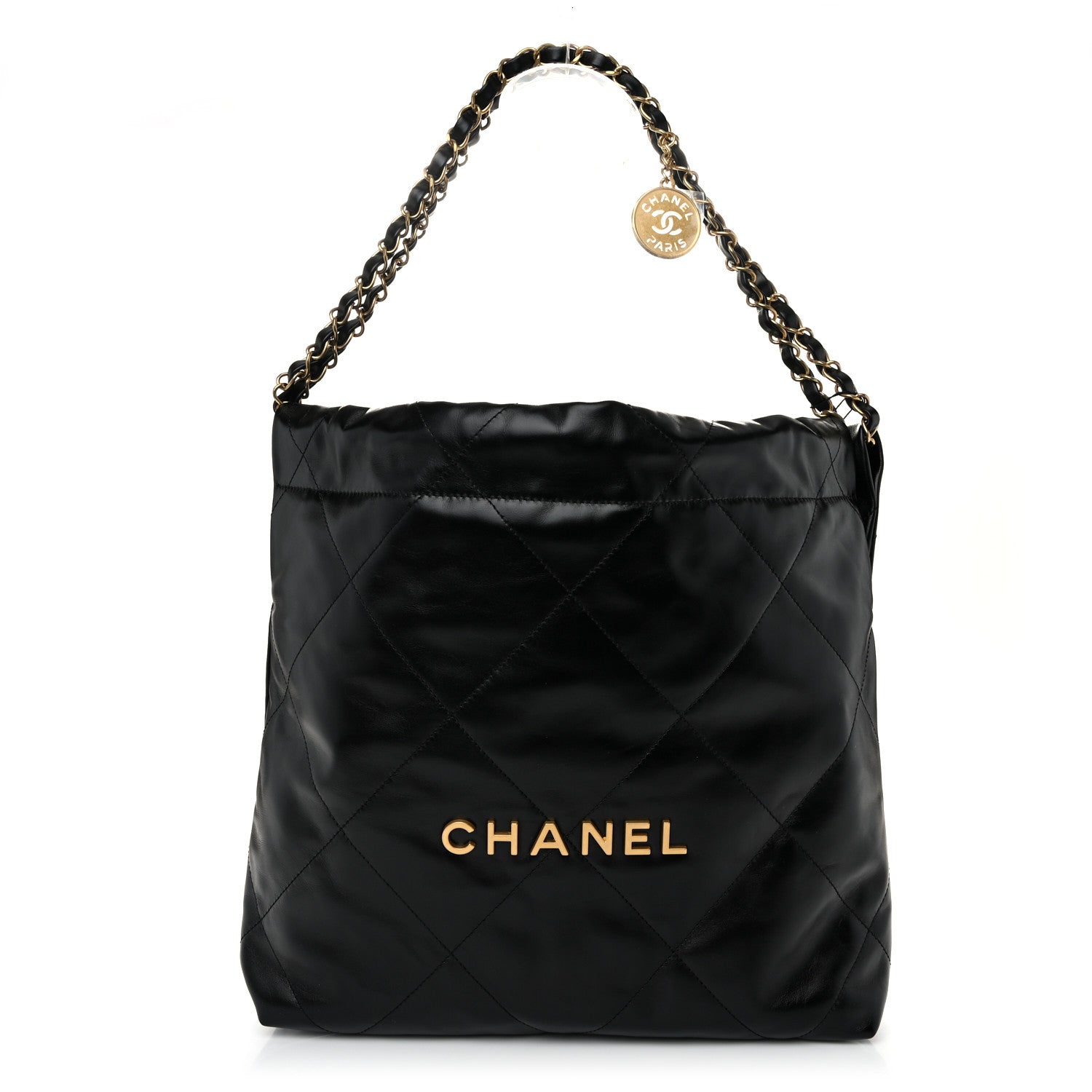 Chanel Shiny Calfskin Quilted Small Chanel 22 Black 1 of 11