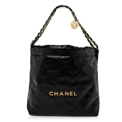 Chanel Shiny Calfskin Quilted Small Chanel 22 Black 1 of 11