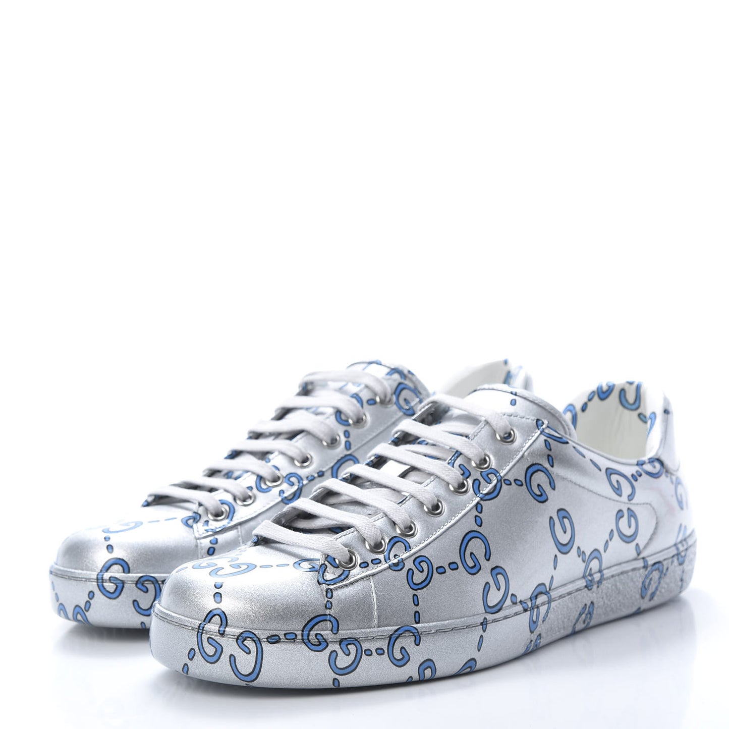 Miro Rubber Wax GucciGhost Print Mens New Ace Sneakers 9 Silver