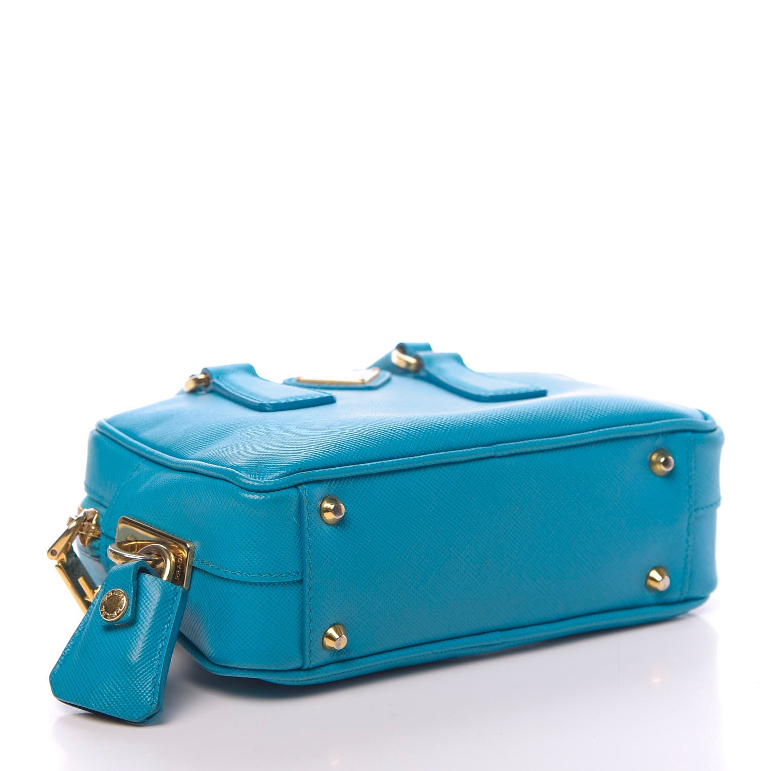 Prada Saffiano Lux Mini Top Handle Crossbody Celeste 4 of 11