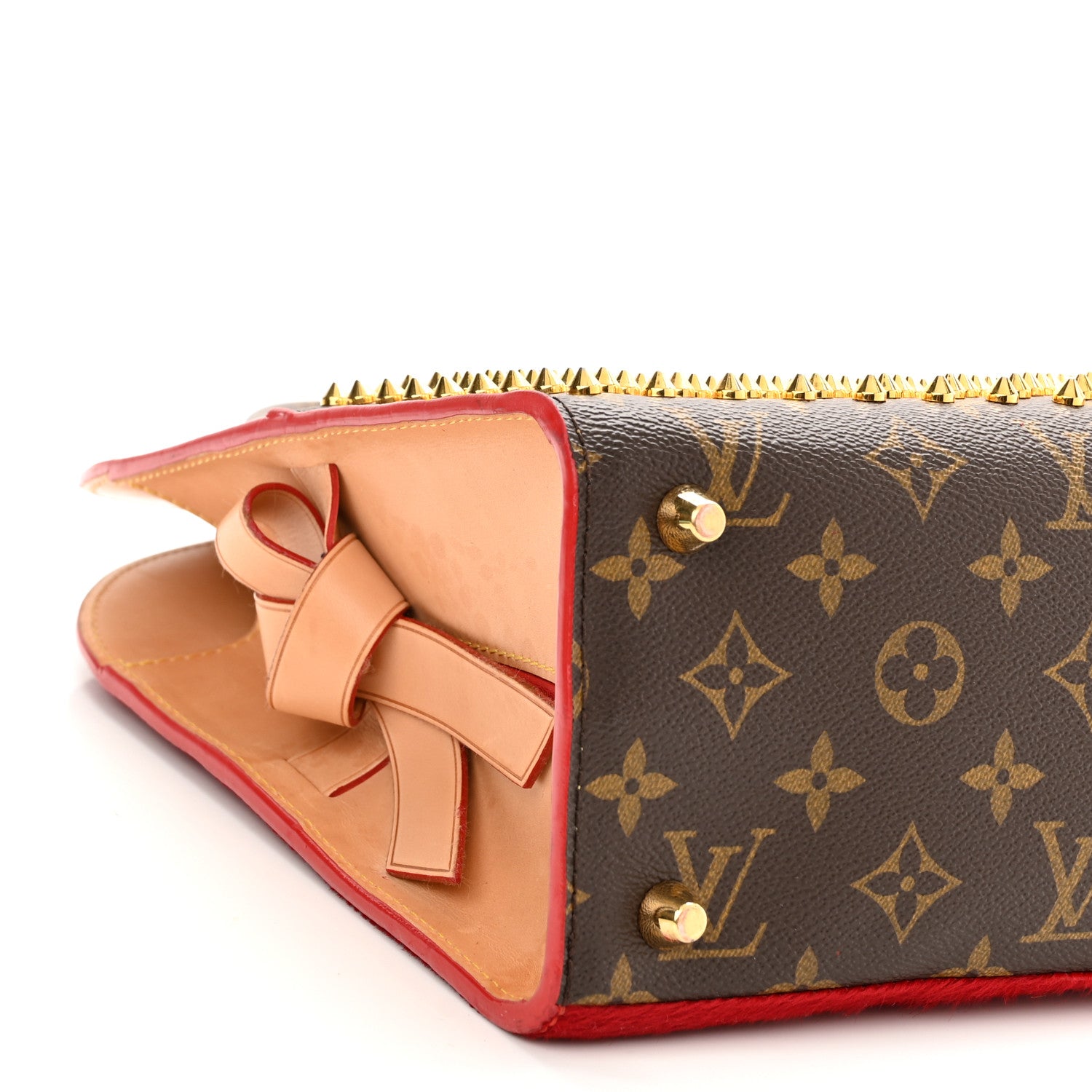 Louis Vuitton Monogram Calf Hair Spikes Iconoclasts Christian Louboutin Tote Red 8 of 11
