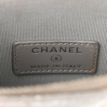 Chanel Metallic Lambskin Quilted Phone Holder With Chain Silver 6 of 14