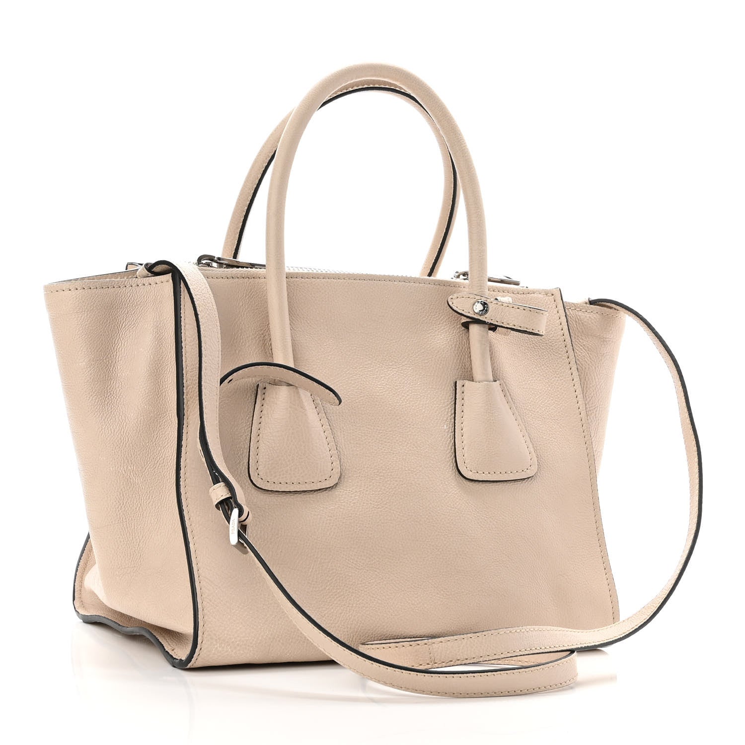 Prada Vitello Daino Double Zip Tote Cammeo 2 of 10