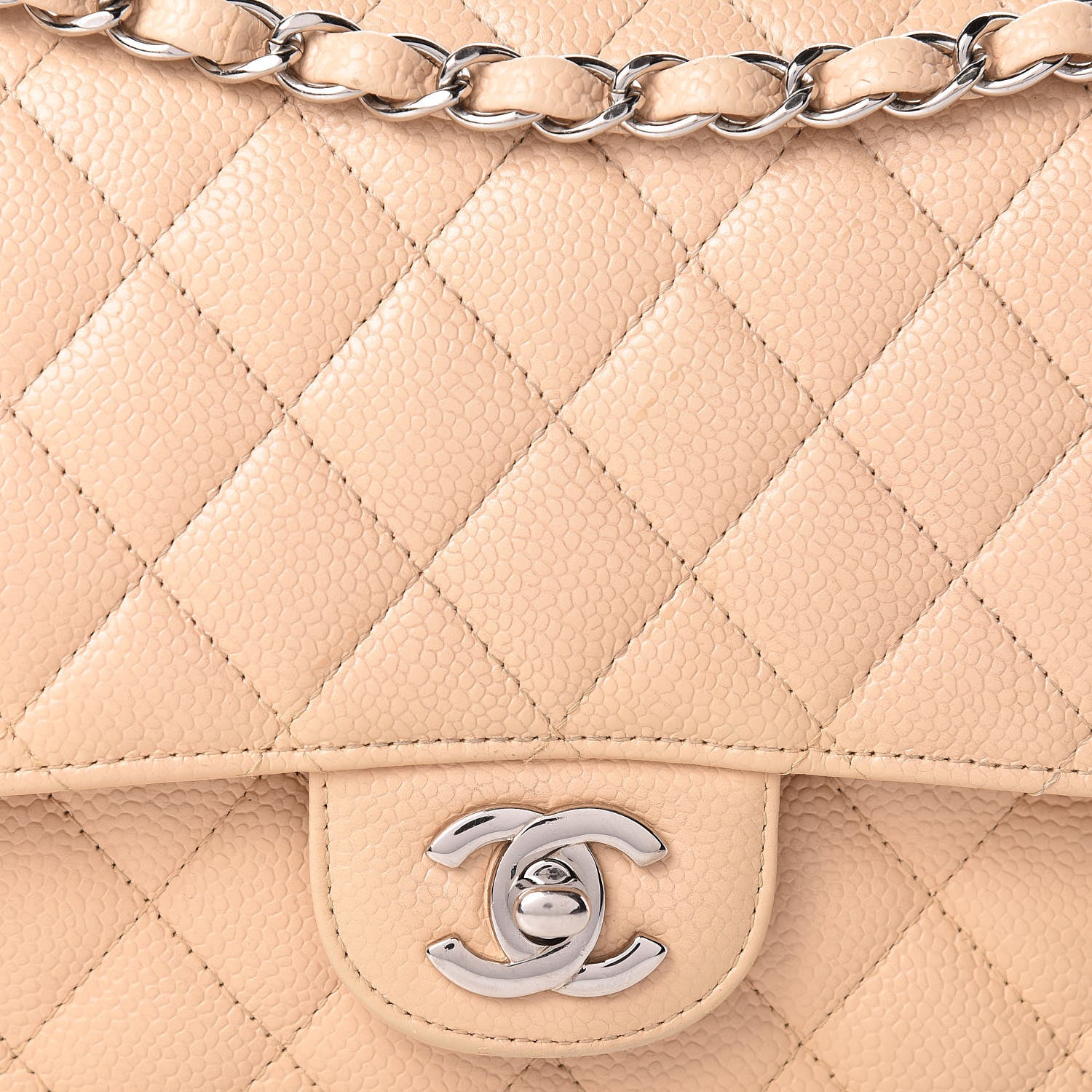Chanel Caviar Quilted Medium Double Flap Beige Clair 8 of 16