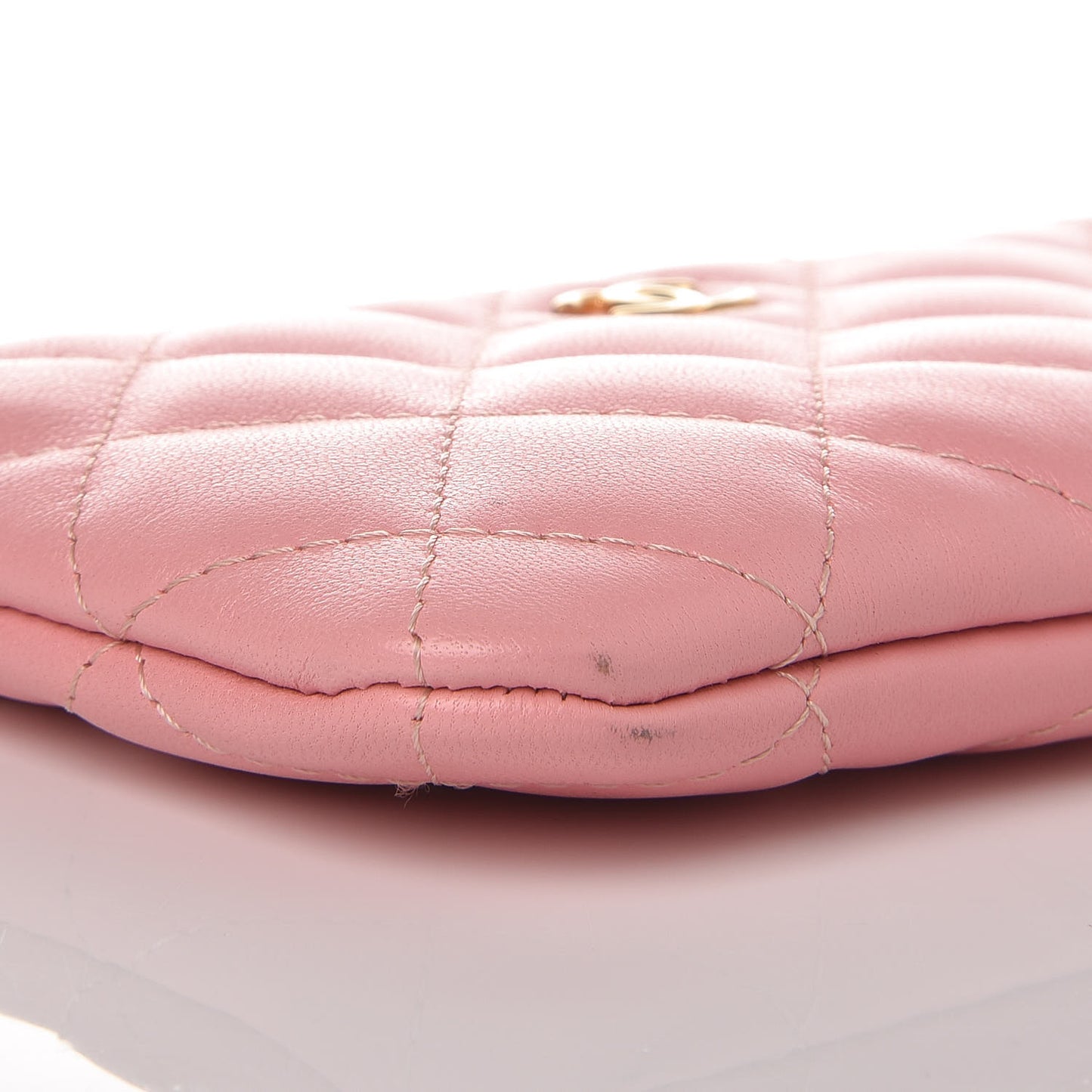 Lambskin Quilted Small Cosmetic Case Pink