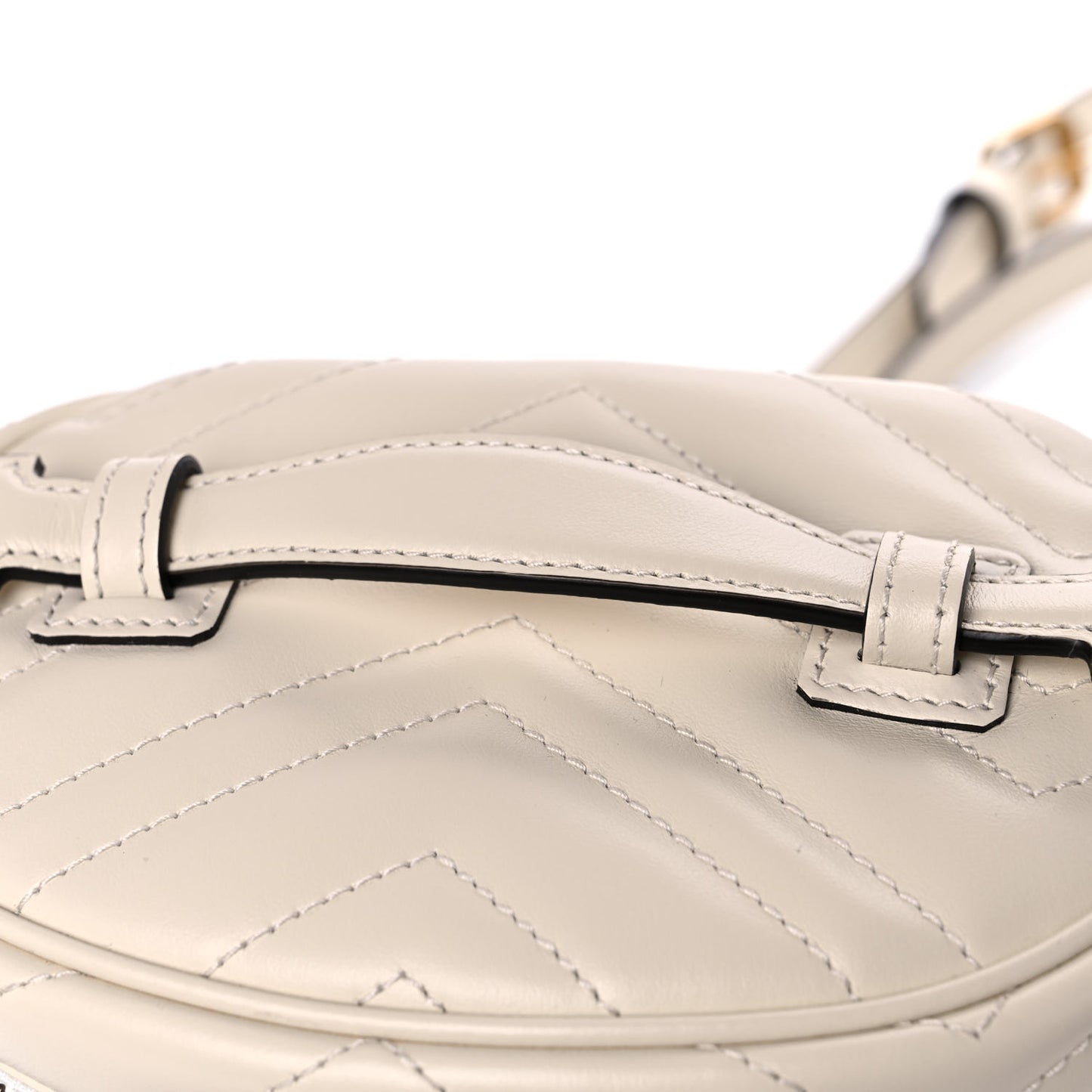 Calfskin Matelasse Mini GG Marmont Round Backpack White