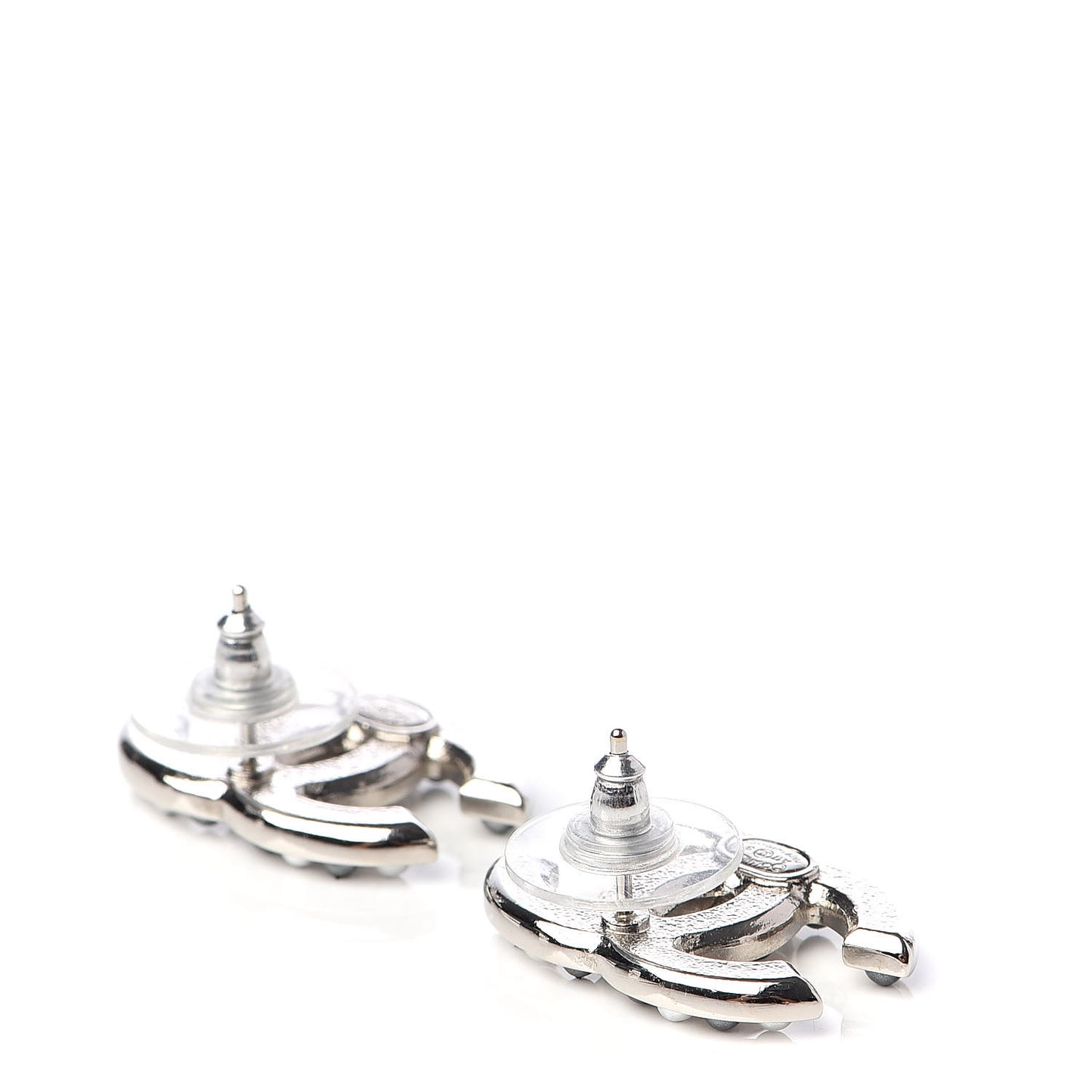 Pearl CC Earrings Silver