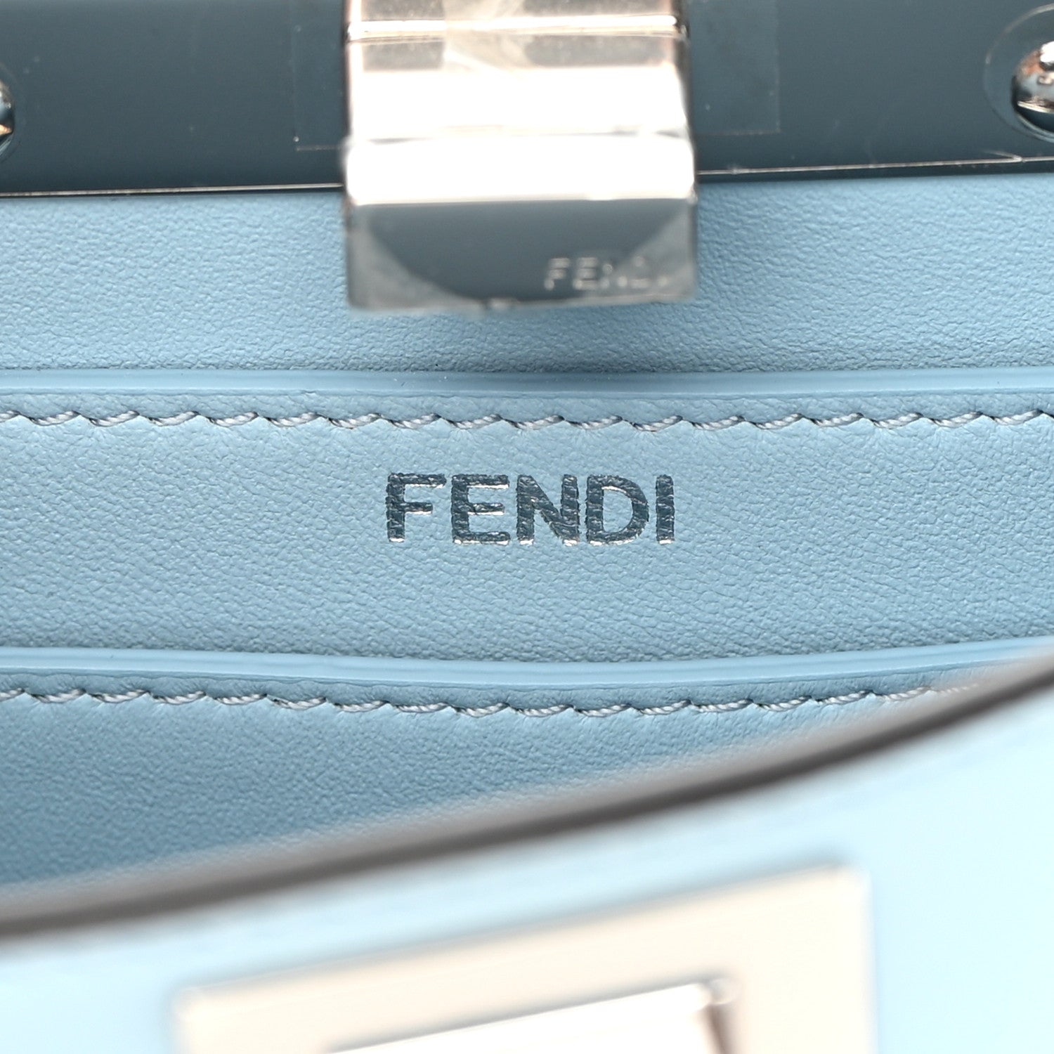 Fendi Shiny Nappa Petite Peekaboo I SEE U Satchel Azzurro Baby 3 of 12