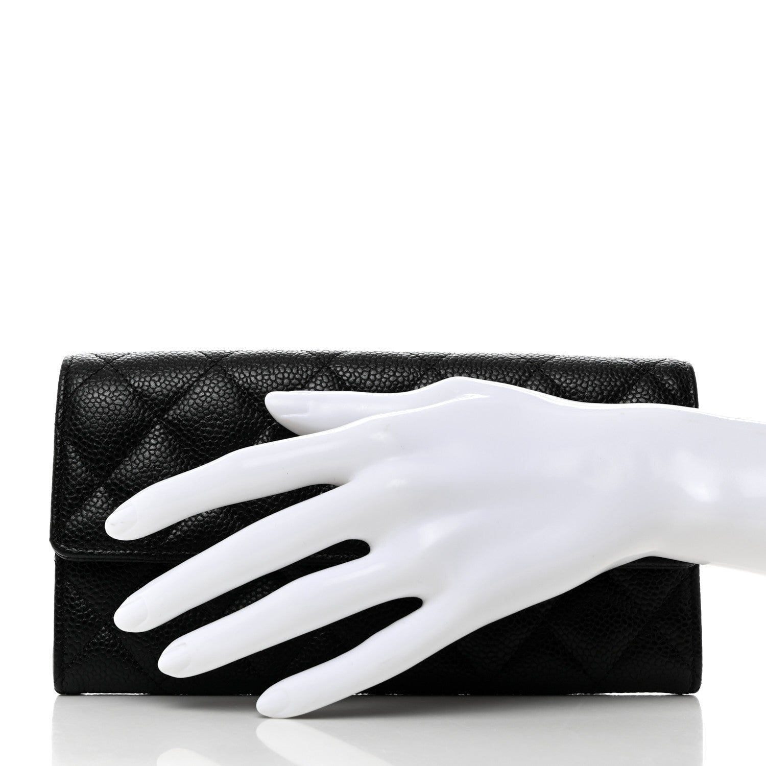 Chanel Caviar Quilted Large Gusset Flap Wallet Black 2 of 8