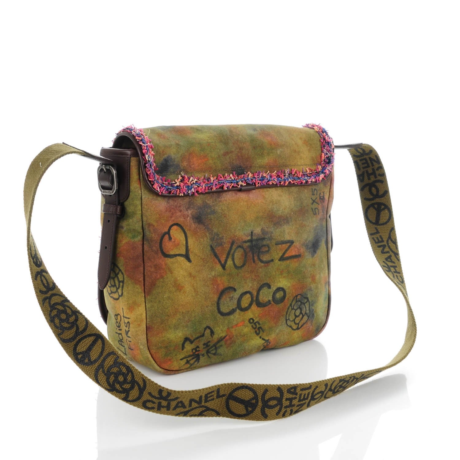 Chanel Washed Toile Graffiti On The Pavements Messenger Khaki Multicolor 3 of 7