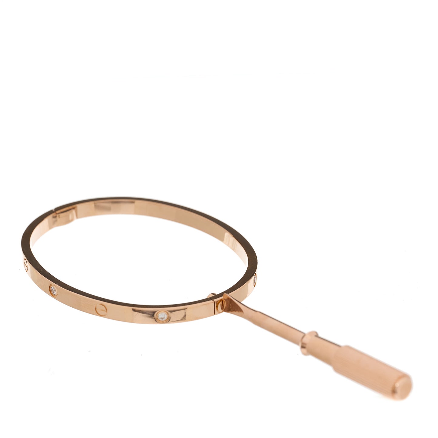 18K Pink Gold 6 Diamond Small LOVE Bracelet 15