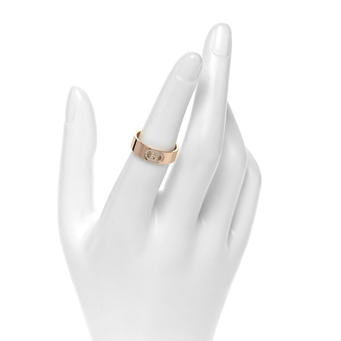18K Rose Gold Diamond PM H D'Ancre Ring 53 6.25