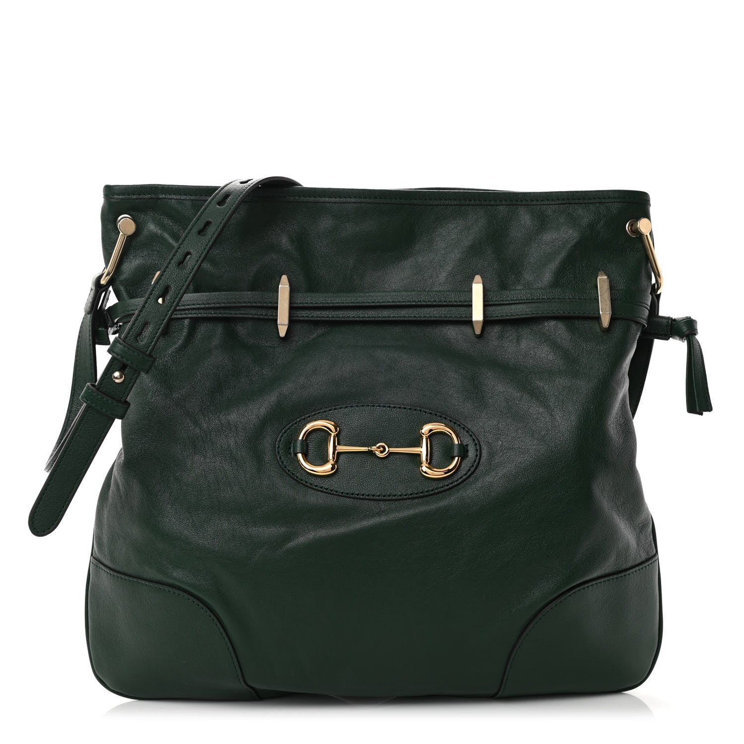 Gucci Sakai Calfskin Horsebit 1955 Cinch Top Messenger Bag Vintage Green 1 of 10