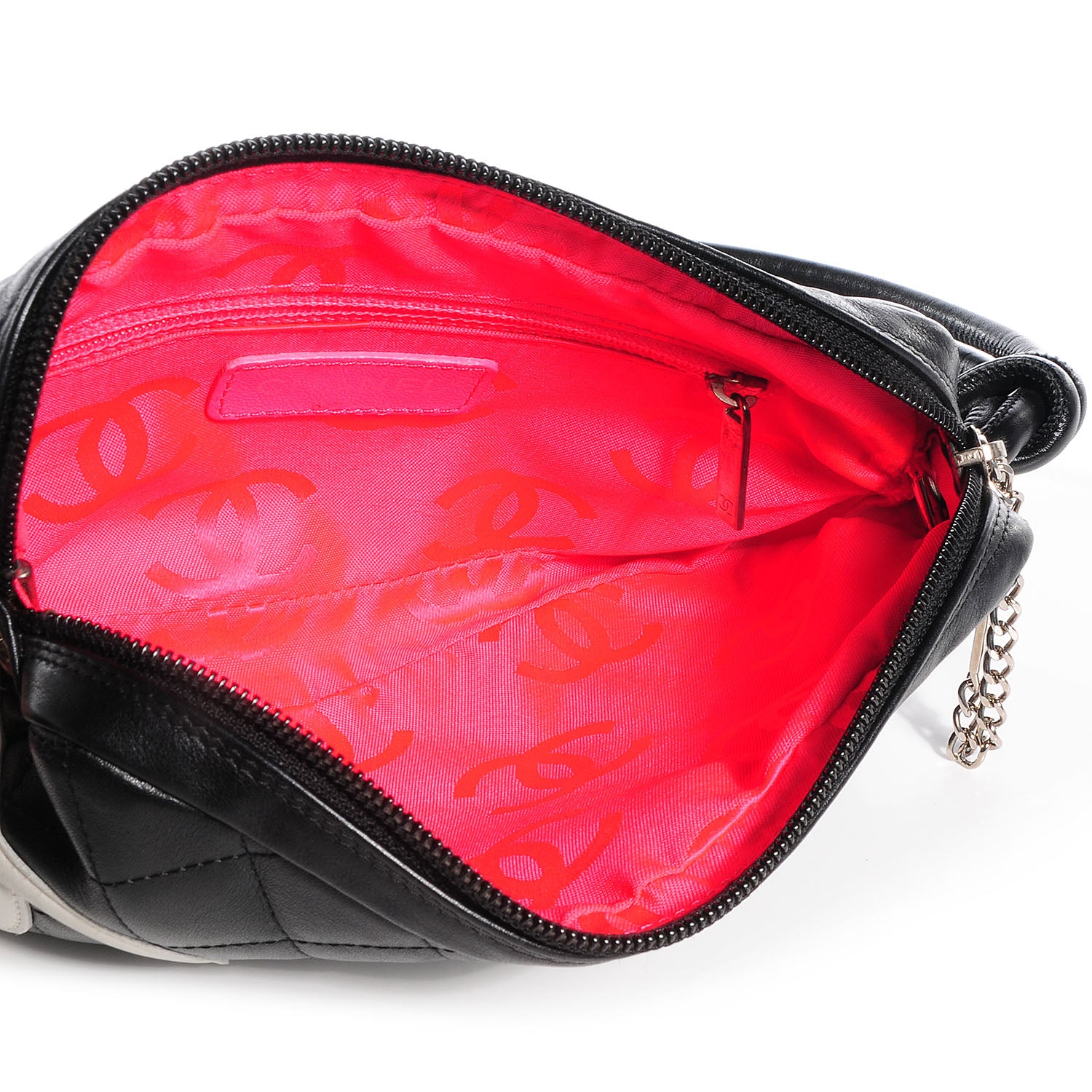Chanel Calfskin Quilted Cambon Pochette Black White 6 of 9