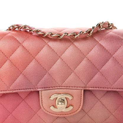 Chanel Metallic Lambskin Quilted Ombre Mini Rectangular Flap Pink 10 of 11