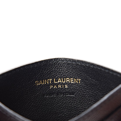 Saint Laurent Grain De Poudre Matelasse Chevron Monogram Credit Card Case Black 6 of 7