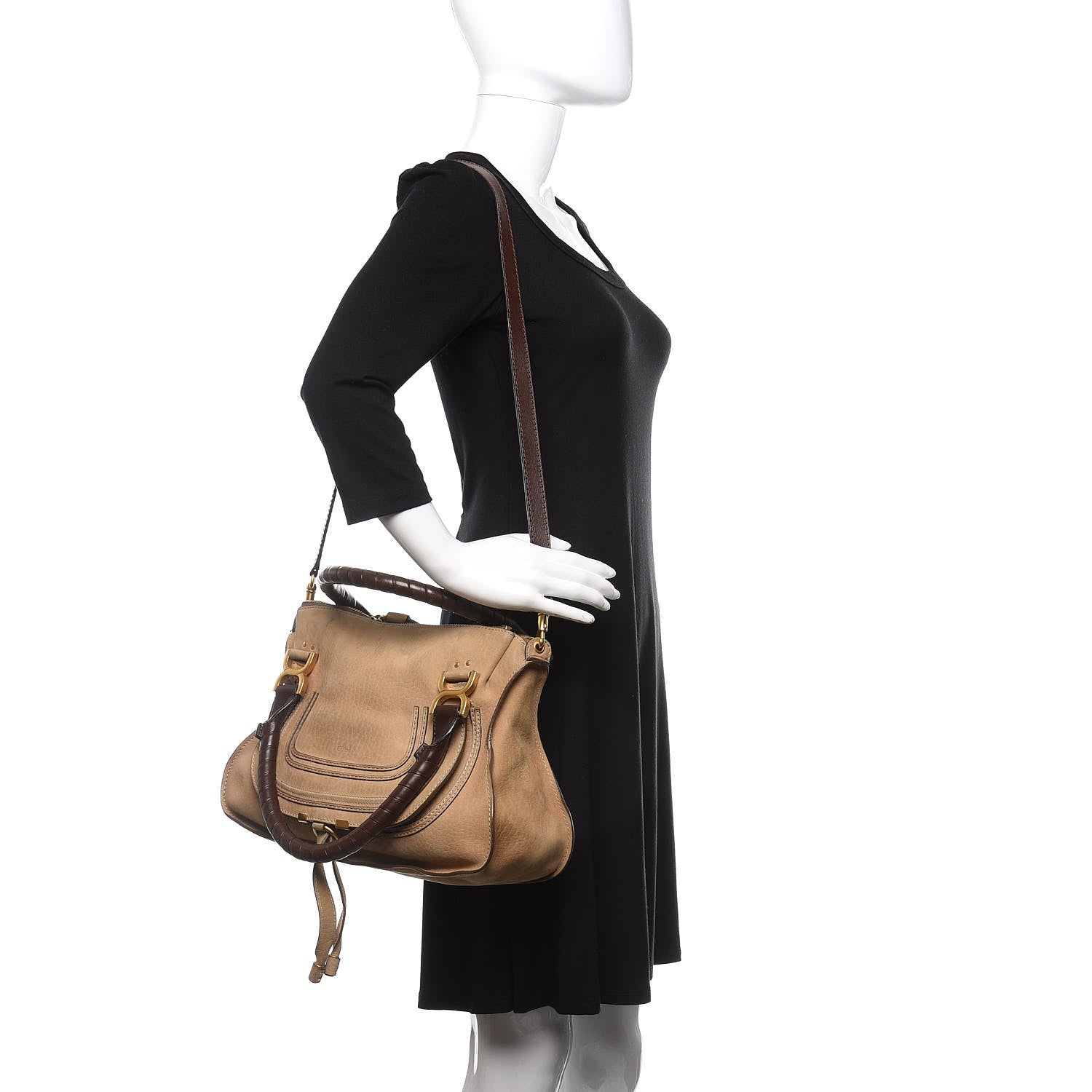 Chloe Nubuck Medium Marcie Satchel Greige 2 of 17