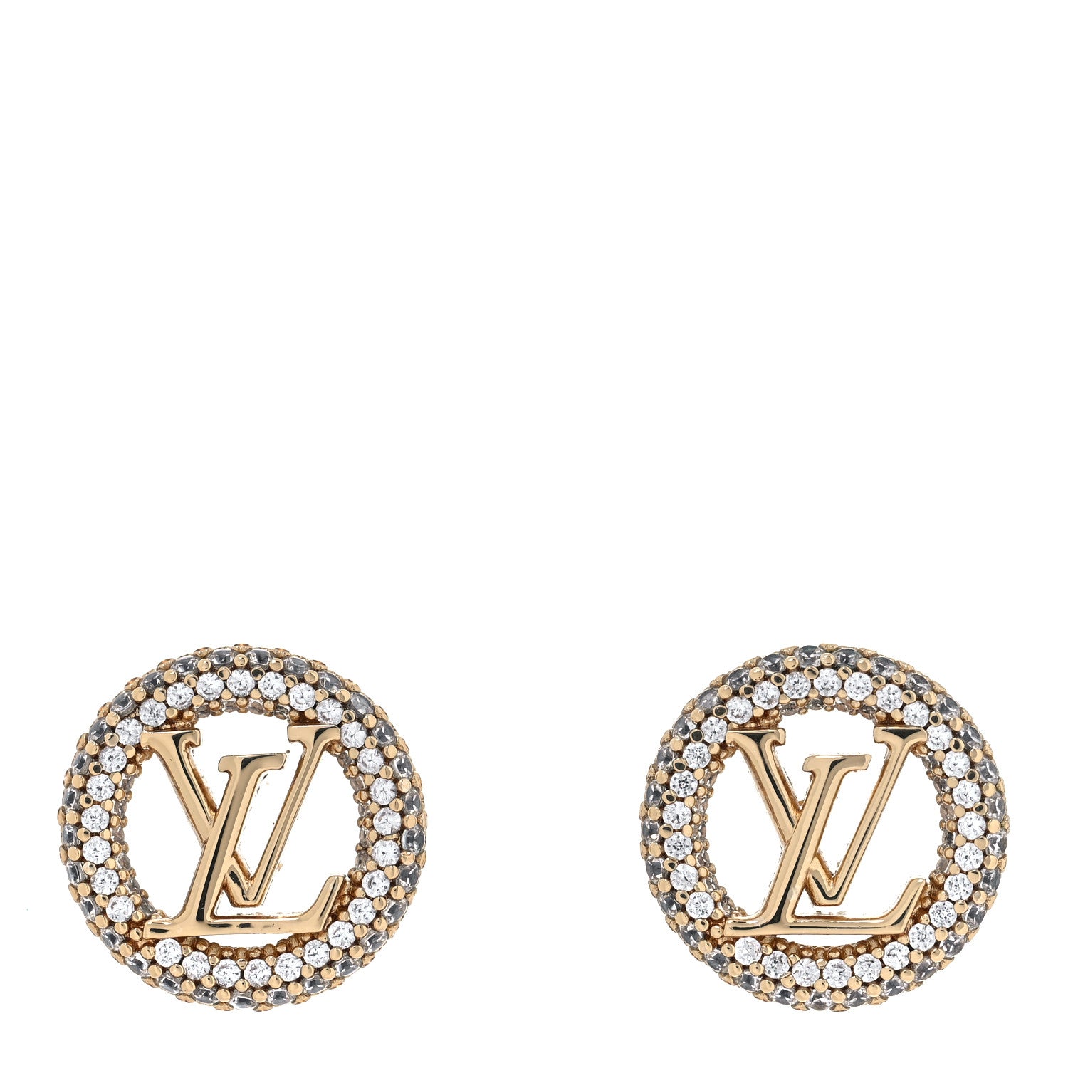 Louis Vuitton Metal Crystal Louise By Night Earrings Gold 1 of 5