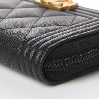Chanel Caviar Quilted Boy Zip Around Coin Purse Wallet Black 6 of 8