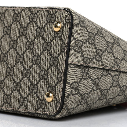 Gucci GG Supreme Monogram Moon Calfskin Small Zip Top Tote Beige Ebony Hibiscus Red New Rosette 10 of 10