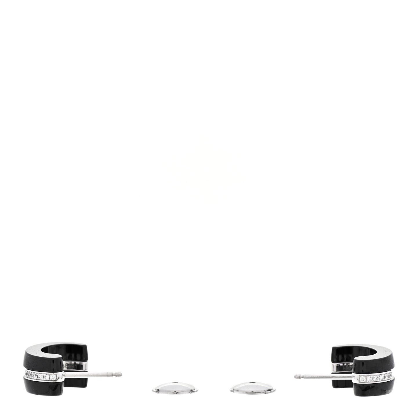 18K White Gold Diamond Ceramic Ultra Hoop Earrings Black
