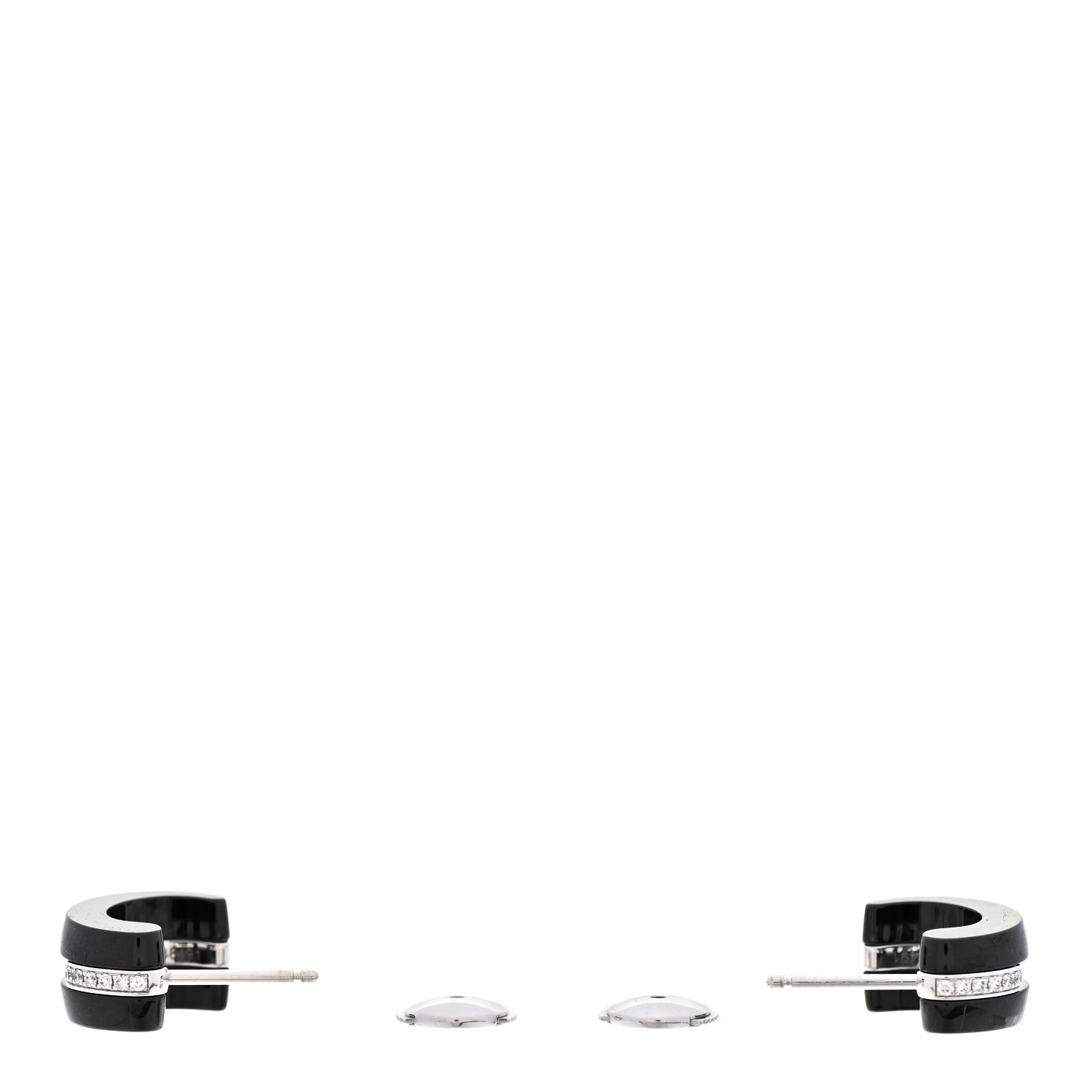 Chanel 18K White Gold Diamond Ceramic Ultra Hoop Earrings Black 3 of 8