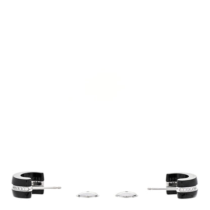 Chanel 18K White Gold Diamond Ceramic Ultra Hoop Earrings Black 3 of 8