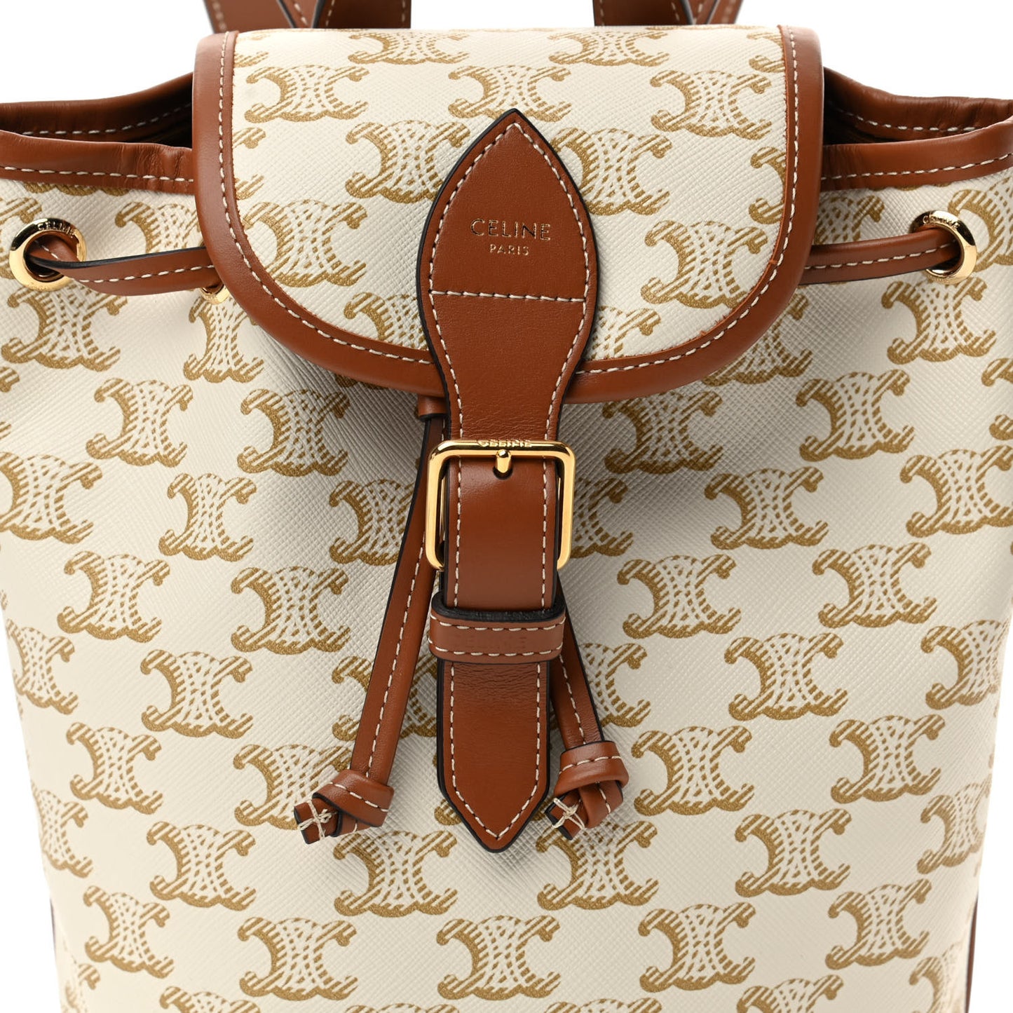 Triomphe Canvas Calfskin Mini Folco Backpack White