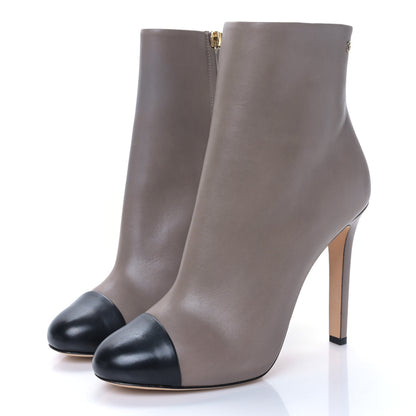 Chanel Calfskin Cap Toe CC Short Boots 40.5 Grey Black 3 of 8