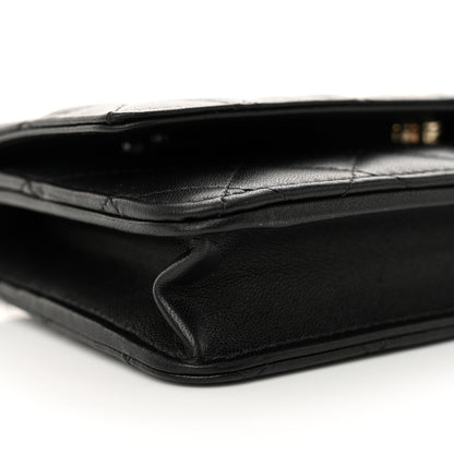 Chanel Lambskin Quilted Pearl Wallet On Chain WOC Black 10 of 11