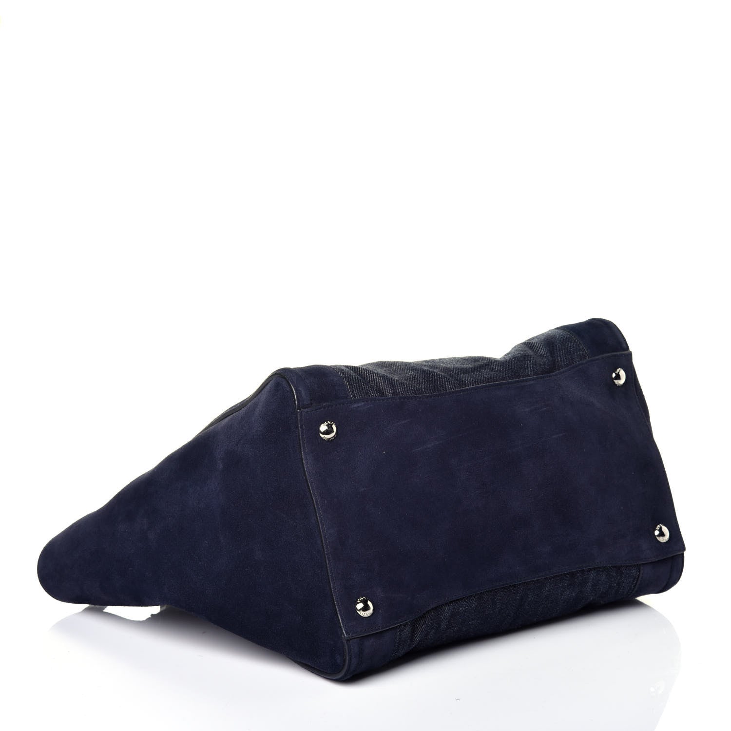 Prada Denim Suede Scamosciato Twin Pocket Tote Bleu 5 of 9