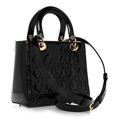 Christian Dior Patent Cannage Medium Lady Dior Black 3 of 10