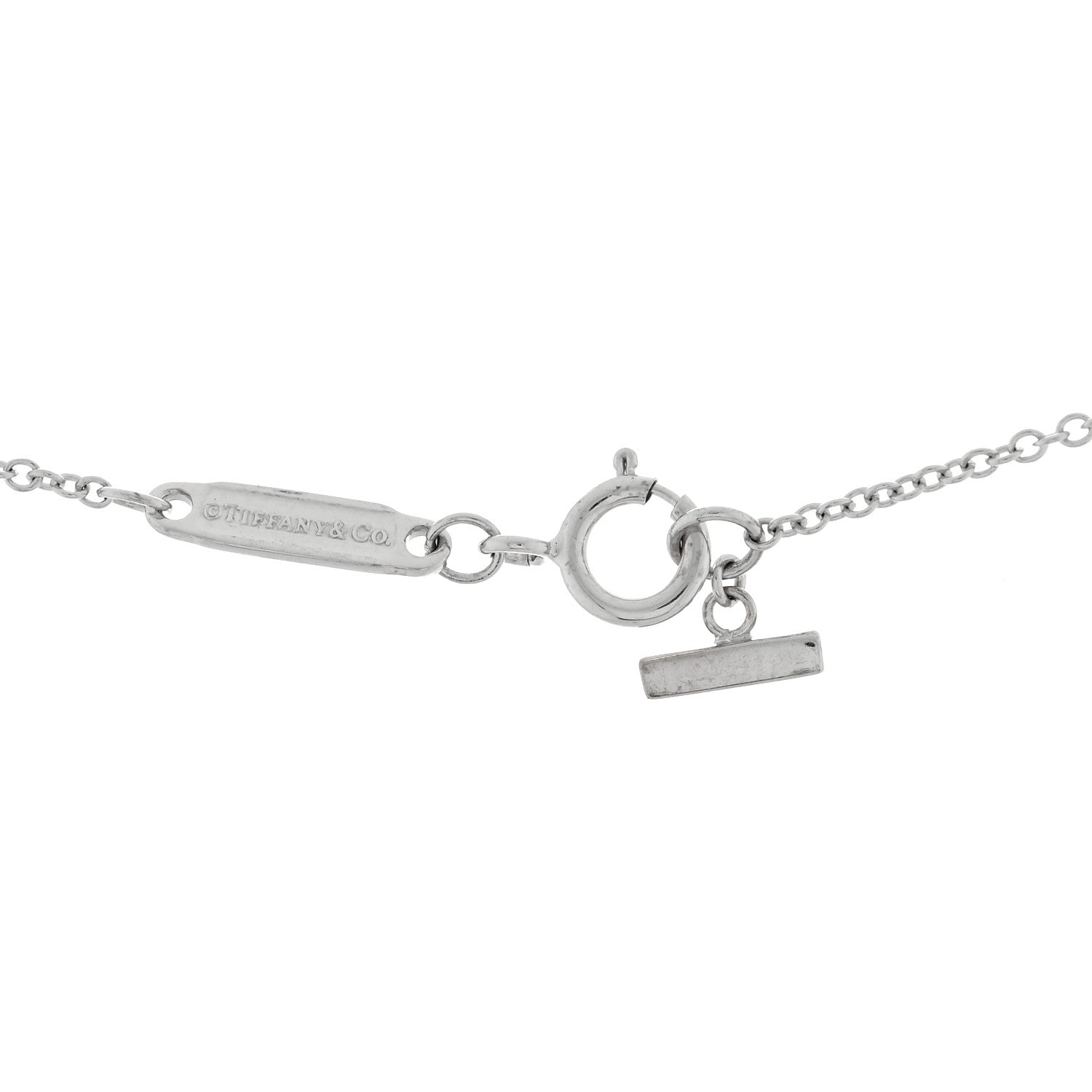 Tiffany 18K White Gold Diamond Large T Smile Pendant Necklace