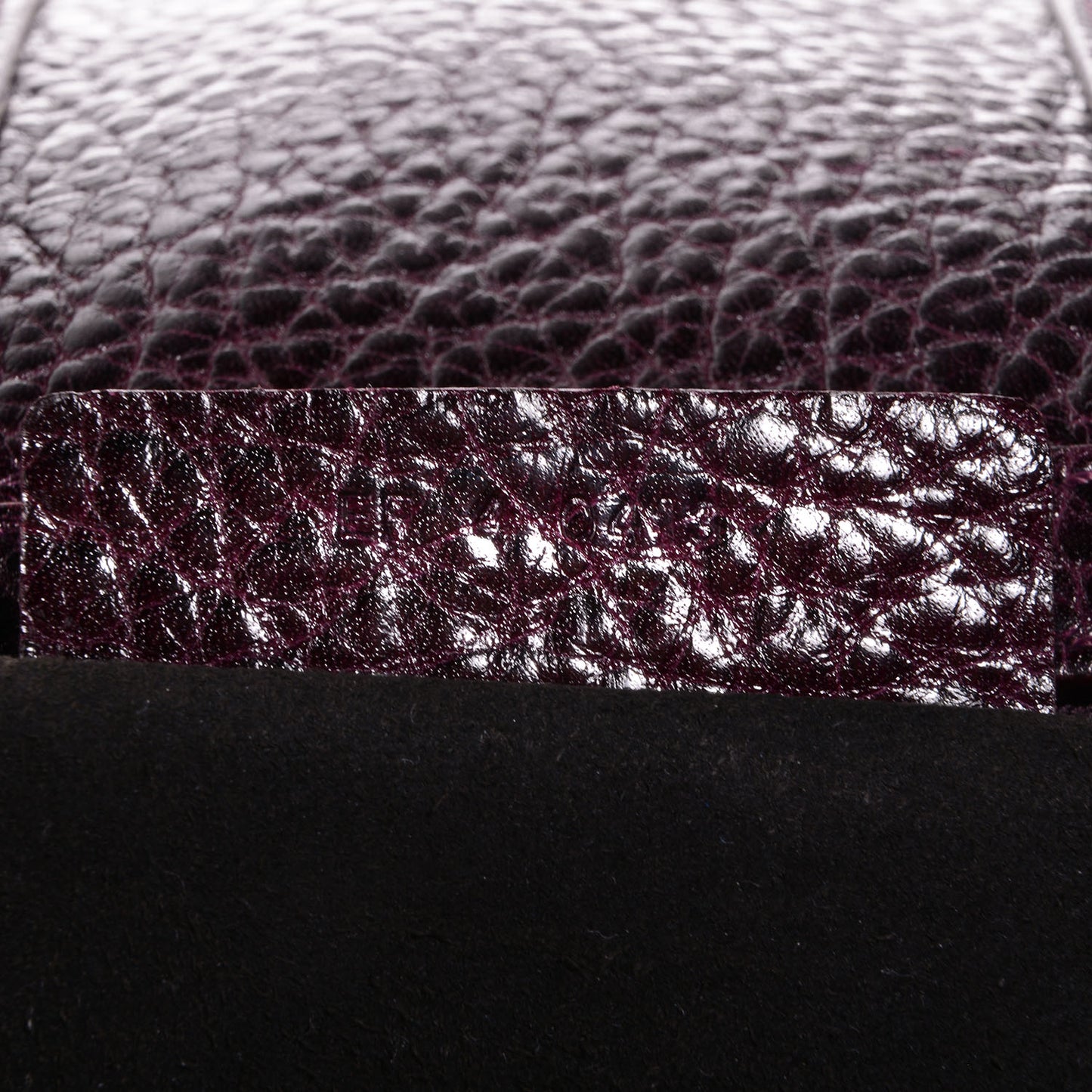Glazed Pebbled Calfskin Mini Lucrezia Aubergine