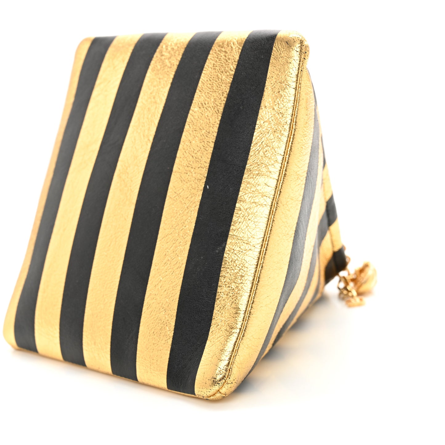 Metallic Lambskin CC Kheops Pyramid Bag Gold Black