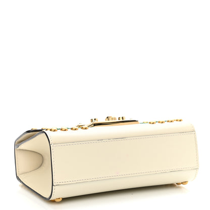 Gucci Calfskin Floral Embroidered Small Padlock Shoulder Bag White 4 of 12