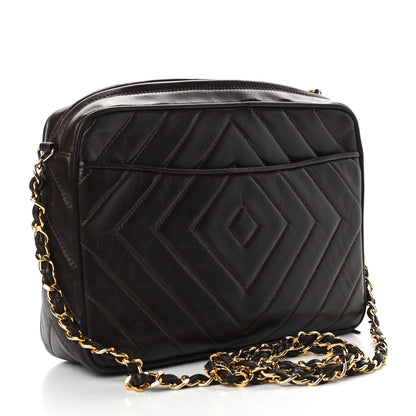Chanel Lambskin Chevron Quilted Tassel Camera Case Brown 3 of 11