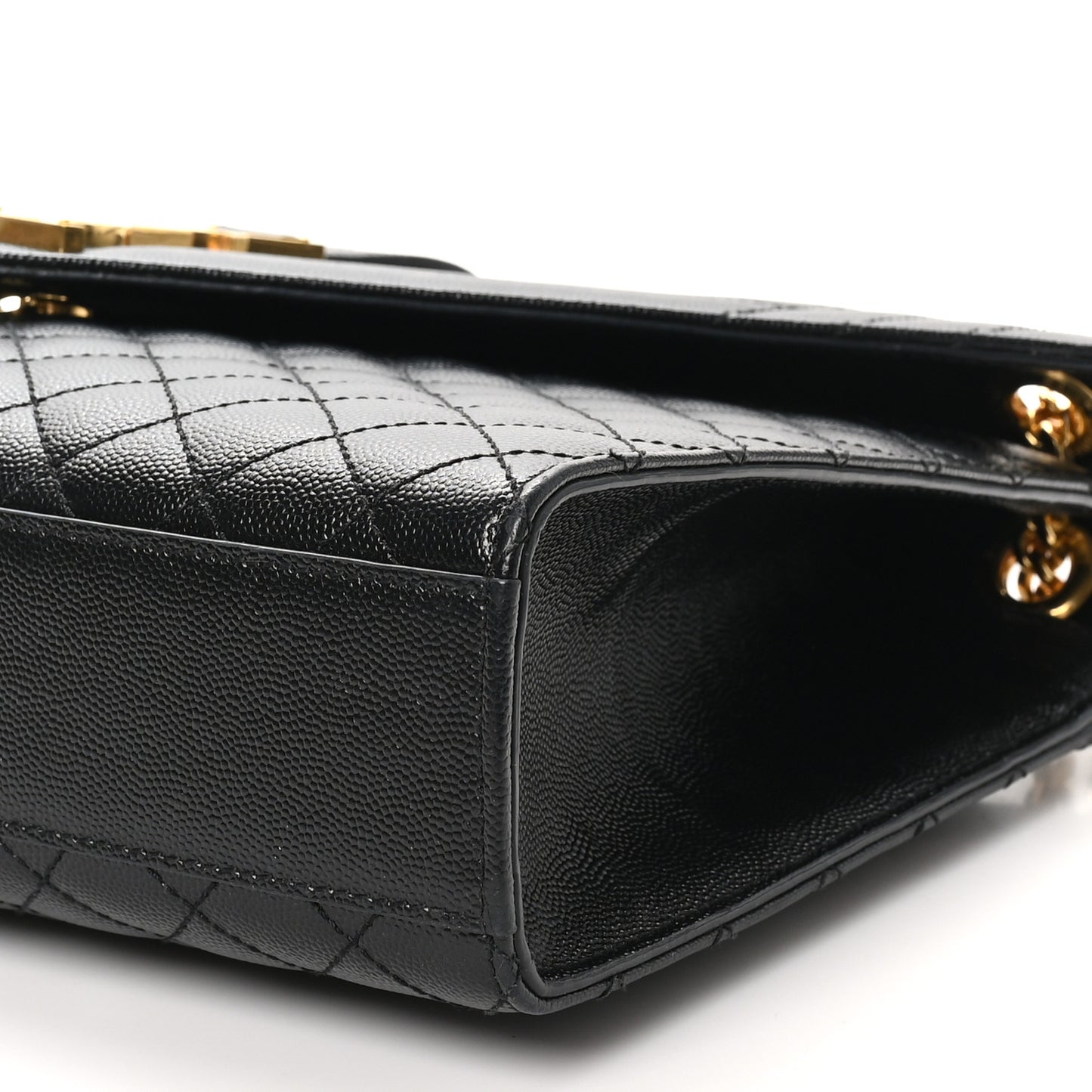 Grain De Poudre Textured Mixed Matelasse Large Triquilt Monogram Satchel Black