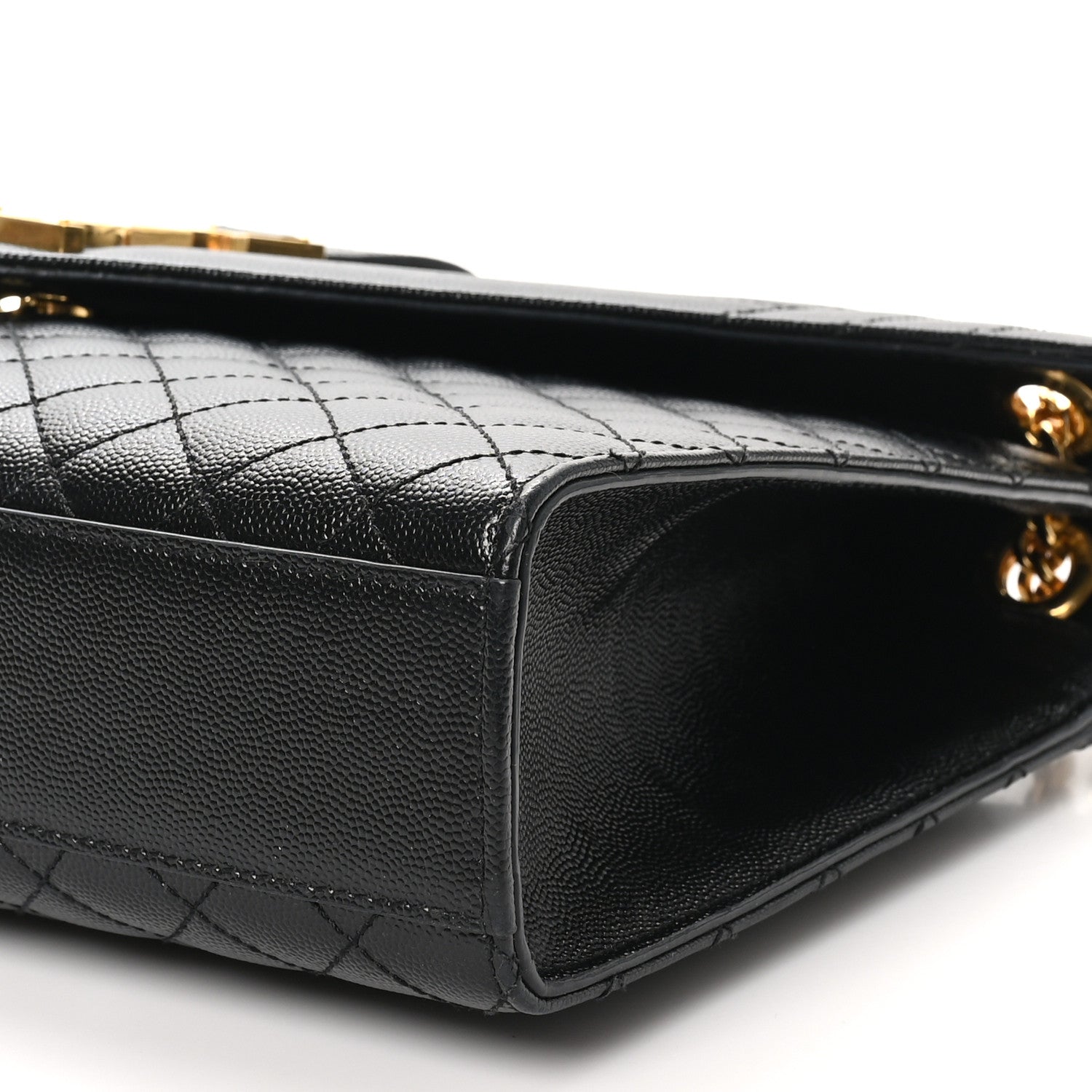 Saint Laurent Grain De Poudre Textured Mixed Matelasse Large Triquilt Monogram Satchel Black 10 of 10