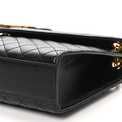Saint Laurent Grain De Poudre Textured Mixed Matelasse Large Triquilt Monogram Satchel Black 10 of 10