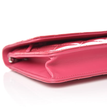 Chanel Patent Quilted Wallet On Chain WOC Dark Pink 9 of 11